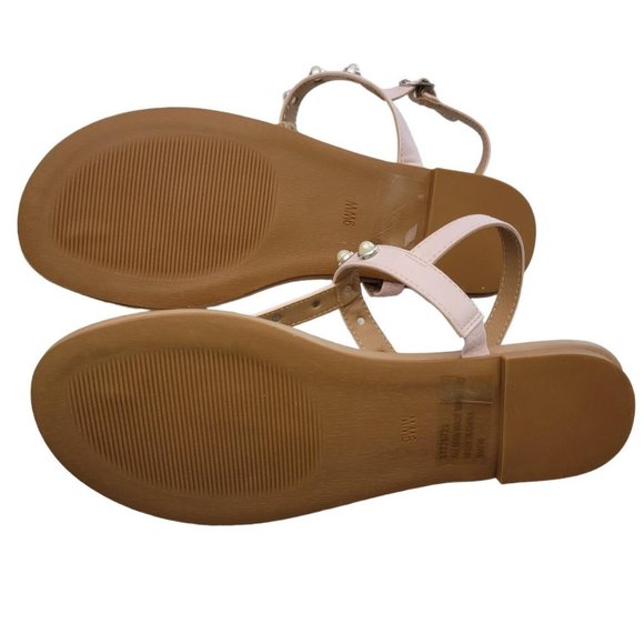 Blush Pink T Strap Sandals - Picture 3 of 3